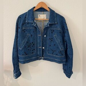 Pilcro Embroidered Blue Jean Jacket